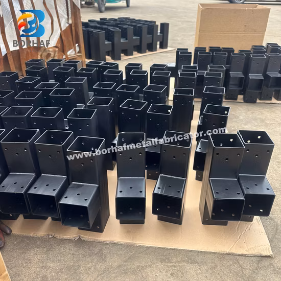 カスタム粉体塗装と HDG 仕上げのパーゴラ コーナー ブラケット (4X4 木製支柱用)